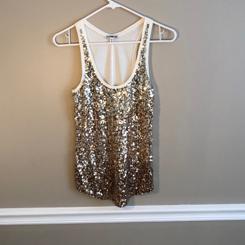 Bedazzled cream tank top